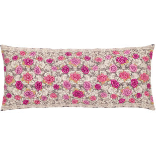 PINE CONE HILL Roses Embroidered Cotton Throw Pillow