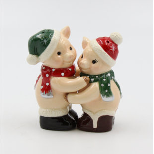 Cosmos Gifts Christmas Pig Salt and Pepper Shaker Set