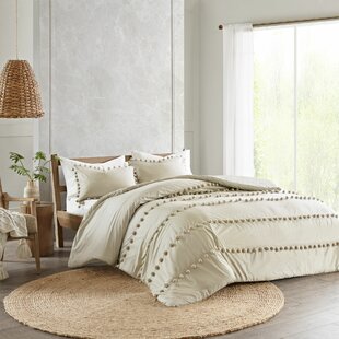 MADISON PARK Leona Boho Pom Pom Cotton 3 Piece Comforter Set