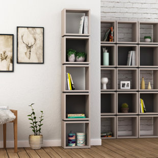 ZIPCODE DESIGN Channelle Freestanding 5-Tier Narrow Bookcase with Modern Design