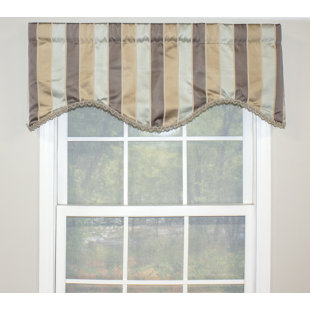RLF HOME Striped Cotton Blend Scalloped 50'' W Window Valance in