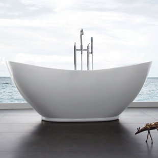CHEVINGTON Parker 69'' x 32.5'' Freestanding Soaking Acrylic Bathtub