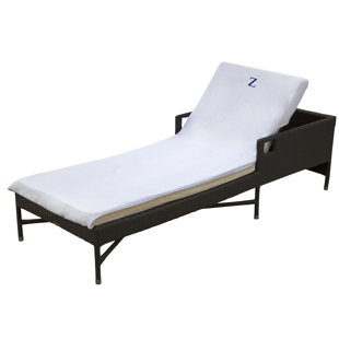 EBERN DESIGNS Cotton Terry Monogrammed Patio Chaise Lounge Chair Cover Patio Chaise Lounge Cover