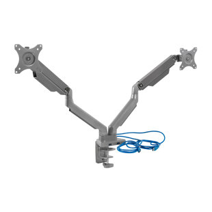 Mount-It Height Adjustable Dual Monitor Arm Mount Desk Stand | Fits 24 to 32 in. with 3.0 USB Ports