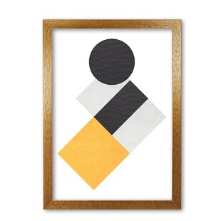 EAST URBAN HOME Yellow And Black Abstract Circles And Squares - Print