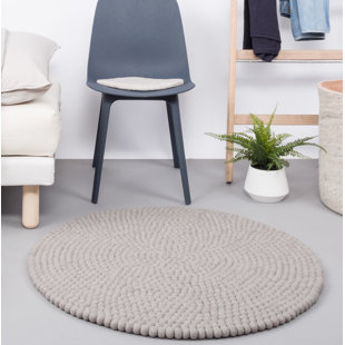 MYFELT Round Solid Colour Wool Hand Woven Area Rug