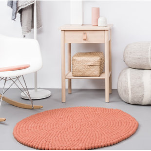 MYFELT Round Solid Colour Hand Woven Hand Knotted Area Rug