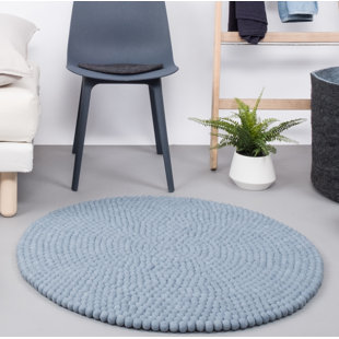 MYFELT Round Solid Colour Hand Woven Light Blue Area Rug