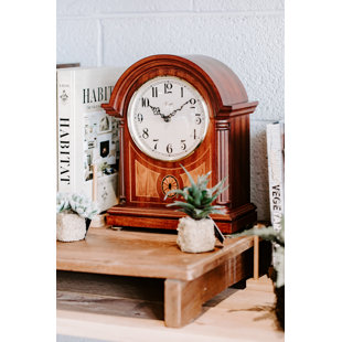 HERMLE BLACK FOREST CLOCKS Clearbrook American Traditional Analog Solid Wood Mechanical Tabletop Clock in Mahogany