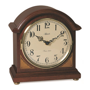HERMLE BLACK FOREST CLOCKS Windfall American Traditional Analog Solid Wood Quartz Movement / Crystal Tabletop Clock in Cherry