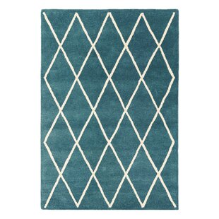 HYKKON Reina Geometric Hand Woven Teal Area Rug