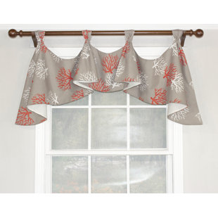 RLF HOME Floral Cotton Swag 54'' W Window Valance in Ivory