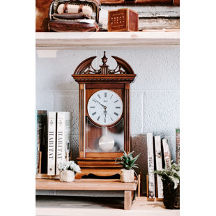 HERMLE BLACK FOREST CLOCKS Hamilton American Traditional Roman Numeral Solid Wood Quartz Movement / Crystal Tabletop Clock in Walnut