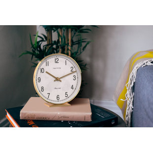 HERMLE BLACK FOREST CLOCKS Fremont Ornate Glam Analog Metal Quartz Movement / Crystal Tabletop Clock in White
