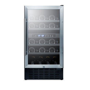 Summit Appliance Dual Zone 17.75'' 28 Bottle Wine Refrigerator with Reversible Door
