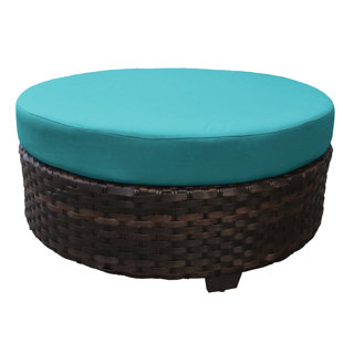 KATHY IRELAND HOMES & GARDENS BY TK CLASSICS River Brook Round Outdoor Ottoman with Cushion
