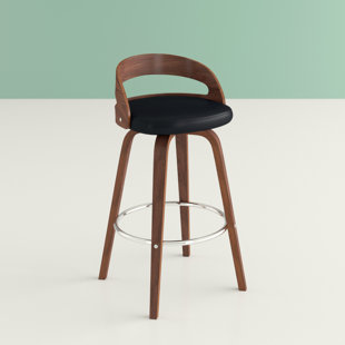 HASHTAG HOME Hermina Swivel 28.2" Faux Leather Bar Stool (Set of 2)