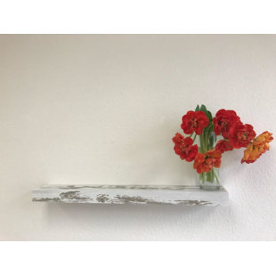 TIMELINE WOOD Timeline Farmhouse Rustic Distressed White Floating Shelf (Small)