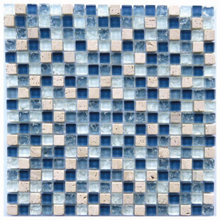 NOVOTILESTUDIO Corsica 0.6" x 0.6" Glass/Natural Stone Grid Mosaic Wall & Floor Tile