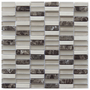 NOVOTILESTUDIO Foggia 0.6" x 2" Glass/Marble Grid Mosaic Wall & Floor Tile