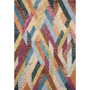 JUSTINA BLAKENEY X LOLOI Geometric Handmade Looped/Hooked Wool Beige/Blue Rug