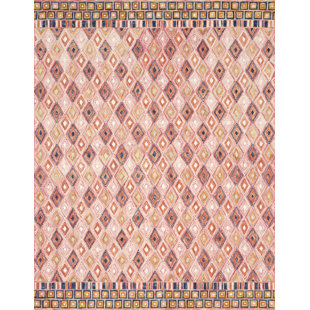 JUSTINA BLAKENEY X LOLOI Geometric Hand Hooked Wool Pink/Brown Area Rug