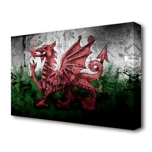 EAST URBAN HOME Welsh Dragon Grunge World Flags - Wrapped Canvas Painting