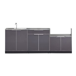 NEWAGE PRODUCTS Outdoor Kitchen Aluminum 97" W x 23" D x 44.3" H 3-Piece Modular Cabinet Set