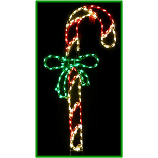 LORI'S LIGHTED D'LITES Candy Cane with Bow Christmas Lighted Display