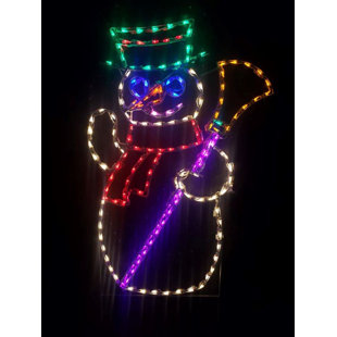 LORI'S LIGHTED D'LITES Snowman with Broom Christmas Holiday Lighted Display