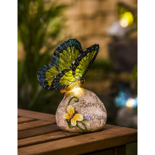 EVERGREEN FLAG & GARDEN Butterfly Solar Garden Stone