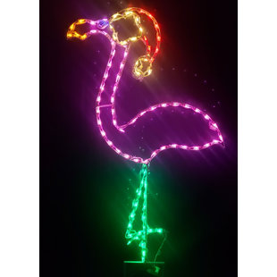 LORI'S LIGHTED D'LITES Large Flamingo with Santa Hat Nautical Christmas Holiday Lighted Display