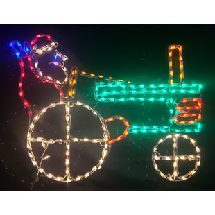 LORI'S LIGHTED D'LITES Santa on Tractor Christmas Holiday Lighted Display