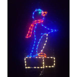 LORI'S LIGHTED D'LITES Penguin on Block of Ice Christmas Holiday Lighted Display