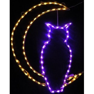 LORI'S LIGHTED D'LITES Hanging Owl and Moon Halloween Holiday Lighted Display