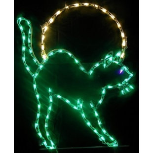 LORI'S LIGHTED D'LITES Cat in Moon Halloween Holiday Lighted Display