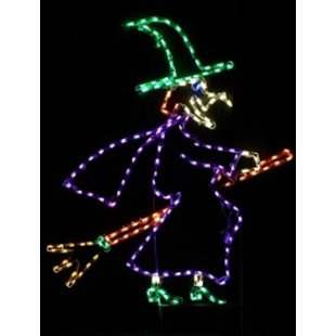 LORI'S LIGHTED D'LITES Witch on Broom Halloween Holiday Lighted Display