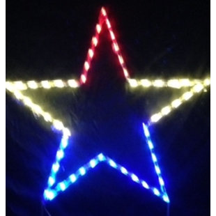 LORI'S LIGHTED D'LITES Red, White, and Blue Outline Star Patriotic Holiday Lighted Display