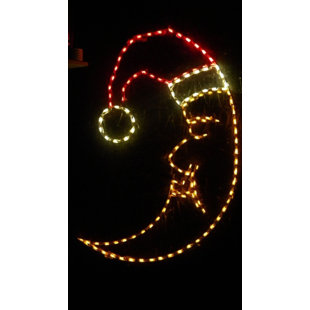 LORI'S LIGHTED D'LITES Moon with Santa Hat Christmas Lighted Display