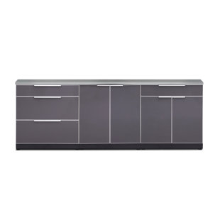 NEWAGE PRODUCTS Outdoor Kitchen Aluminum 96" W x 24" D x 36.5" H 3-Piece Modular Cabinet Set