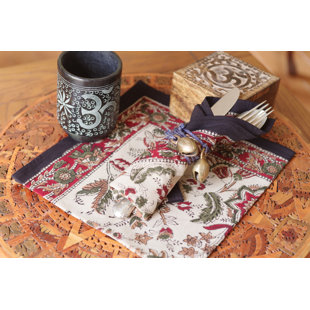 HOMESTEAD J.E.GARMIRIAN AND SON INC Jaipur Autumn Cotton Floral Square Napkin (Set of 6)