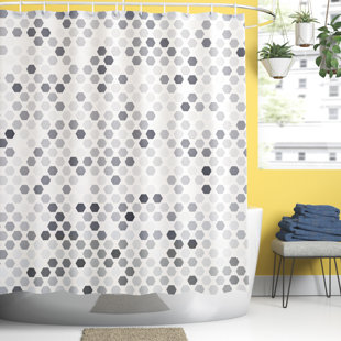 GEORGE OLIVER Nicholaus Geometric Shower Curtain with Hooks Included