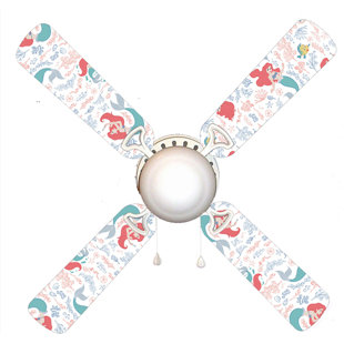 888 COOL FANS 42" 4 - Blade Flush Mount Ceiling Fan with Pull Chain and Light Kit Included