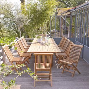 TIKAMOON Capri Rectangular 12 - Person 200cm Long Teak Dining Set