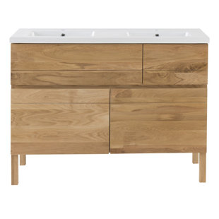 TIKAMOON Easy Solid Oak 1220mm Free-Standing Double Vanity Unit