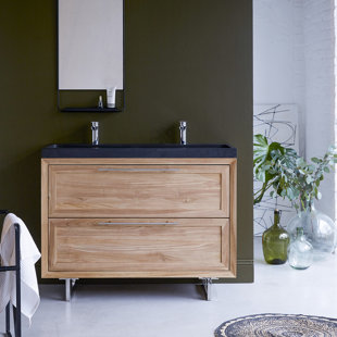 TIKAMOON Wave Solid Teak 1210mm Free-Standing Double Vanity Unit