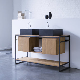 TIKAMOON 140 cm Waschbeckenunterschrank Michal