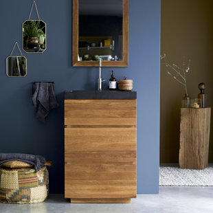 TIKAMOON Karl Solid Oak 600mm Free-Standing Single Vanity Unit