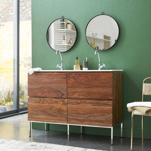 TIKAMOON Nova Solid Sheesham 1210mm Free-Standing Double Vanity Unit