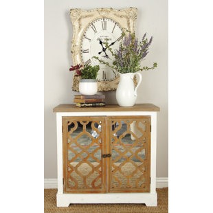 COLE & GREY 2 Door Wood Mirror Accent Cabinet